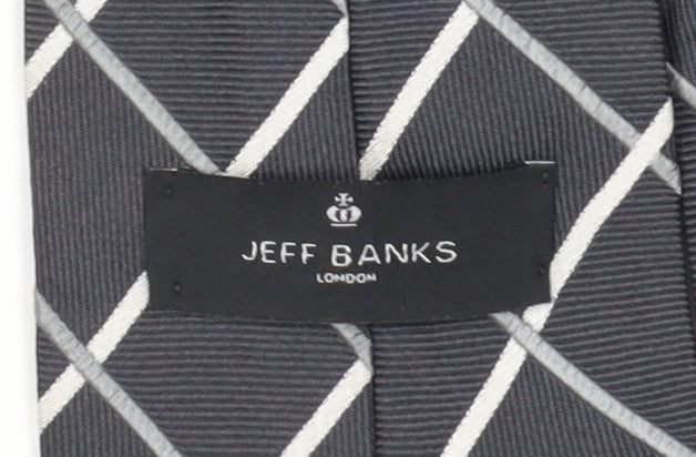 Jeff Banks Men's Black Check Silk Tie, One Size