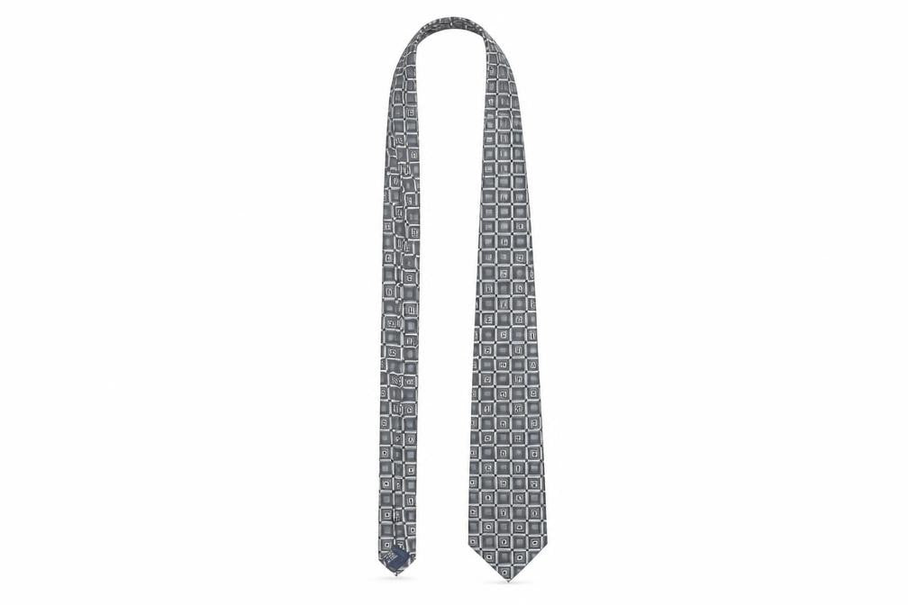 Mens Pierre Cardin Grey Geometric 100% Polyester Designer Tie