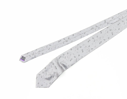 Jeff Banks Grey Floral Silk Men's Tie, One Size Elegant Design