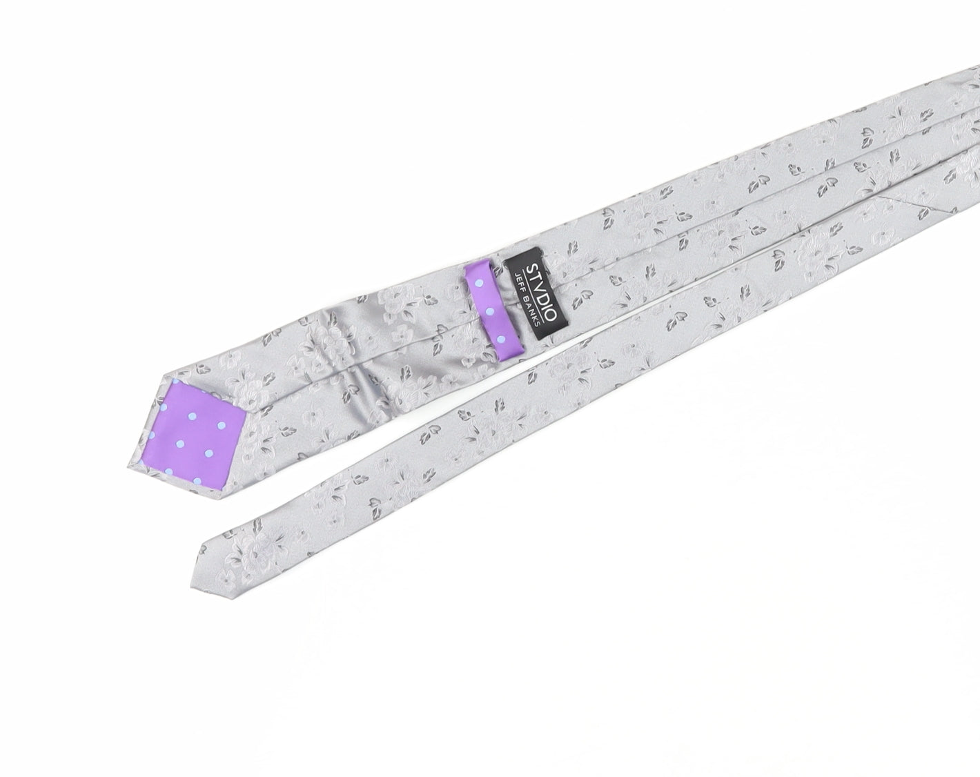 Jeff Banks Grey Floral Silk Men's Tie, One Size Elegant Design