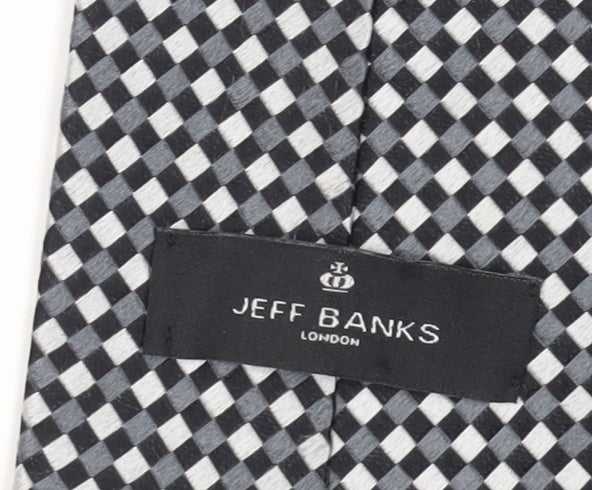 Jeff Banks Men's Designer Black Check Silk Tie