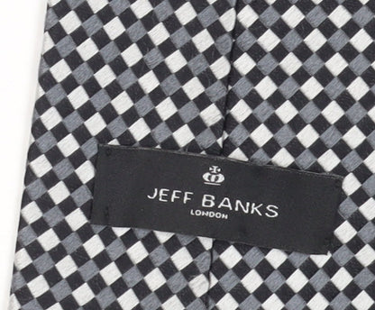Jeff Banks Men's Designer Black Check Silk Tie