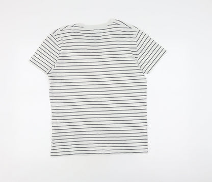 Abercrombie & Fitch Women's White Striped T-Shirt, Size S