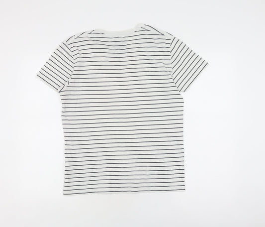 Abercrombie & Fitch Women's White Striped T-Shirt, Size S