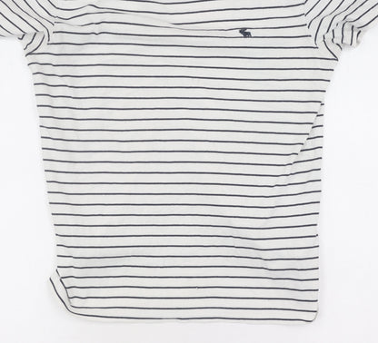 Abercrombie & Fitch Women's White Striped T-Shirt, Size S