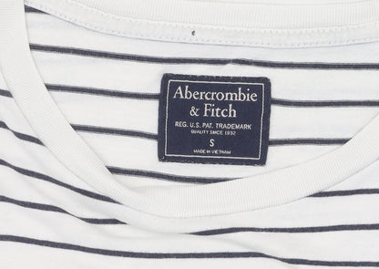 Abercrombie & Fitch Women's White Striped T-Shirt, Size S