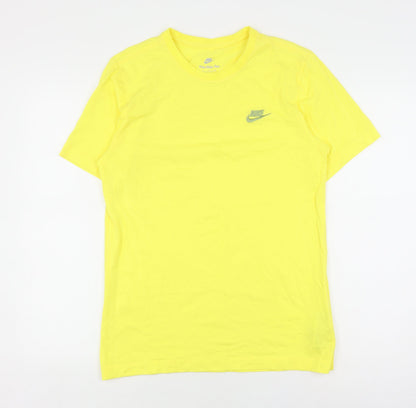 Nike Men's Yellow Cotton Crew Neck T-Shirt, Size S