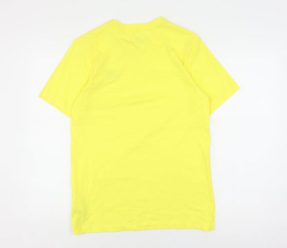 Nike Men's Yellow Cotton Crew Neck T-Shirt, Size S
