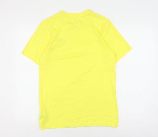 Nike Men's Yellow Cotton Crew Neck T-Shirt, Size S
