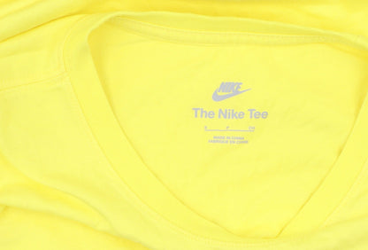 Nike Men's Yellow Cotton Crew Neck T-Shirt, Size S