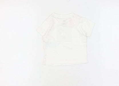 adidas Unisex Baby White T-Shirt 0-3M Basic Logo