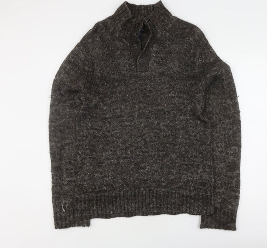 Gap Men's Grey Wool Henley Jumper, Medium Size