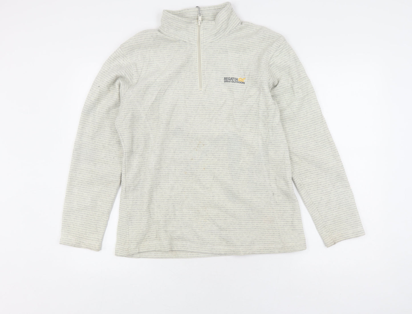 Regatta Women's Grey Striped 1/2 Zip Sweatshirt Size 10