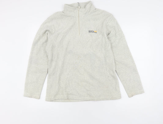 Regatta Women's Grey Striped 1/2 Zip Sweatshirt Size 10