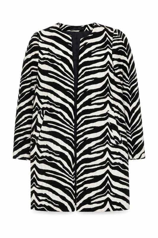 Zara Woman Zebra Print Blazer, XS, Black/White, Casual
