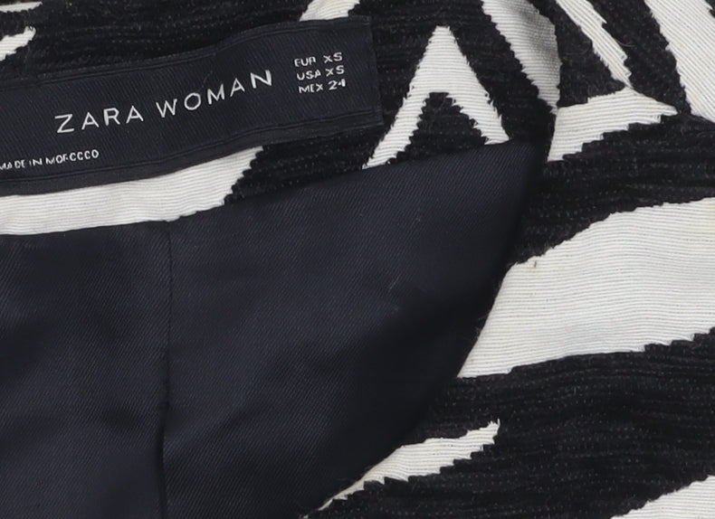 Zara Woman Zebra Print Blazer, XS, Black/White, Casual