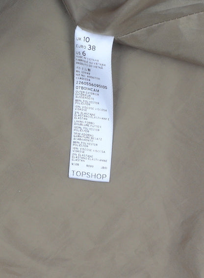 Womens UK Size 10 Topshop Beige Overcoat