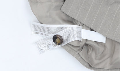 MNG Women's Beige Pinstripe Cropped Suit Jacket S