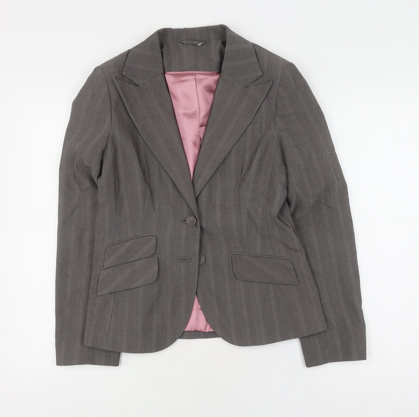New Look Women's Grey Pinstripe Blazer UK 12
