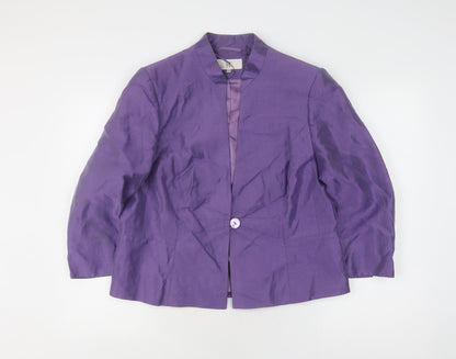 Purple Women's Blazer Size 16 Linen Shawl Collar