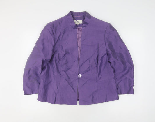 Purple Women's Blazer Size 16 Linen Shawl Collar