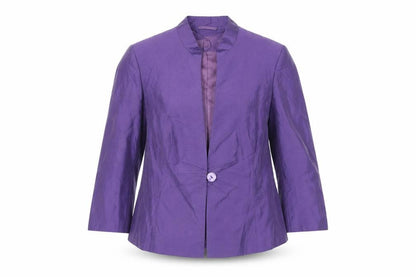 Purple Women's Blazer Size 16 Linen Shawl Collar