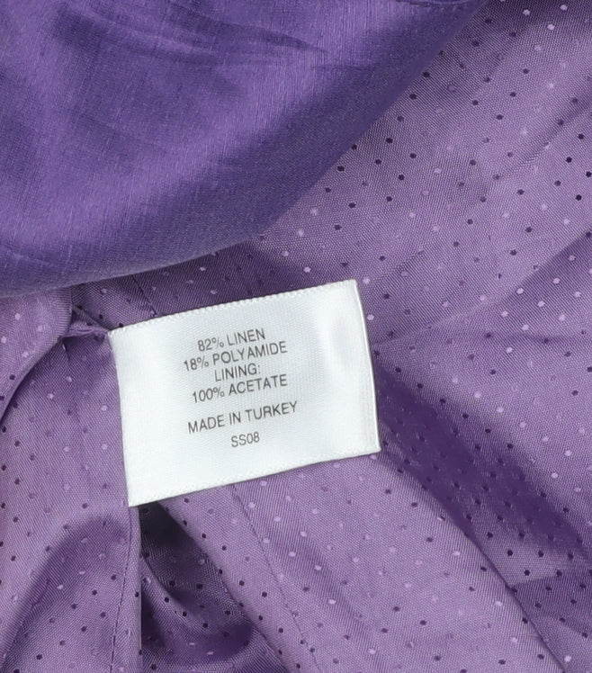 Purple Women's Blazer Size 16 Linen Shawl Collar
