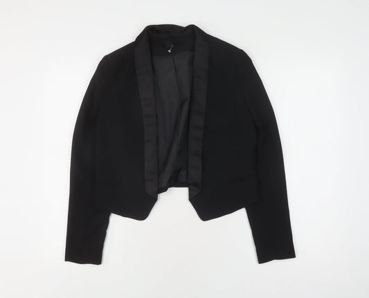 H&M Women's Black Cropped Blazer, Size 10, Shawl Lapel