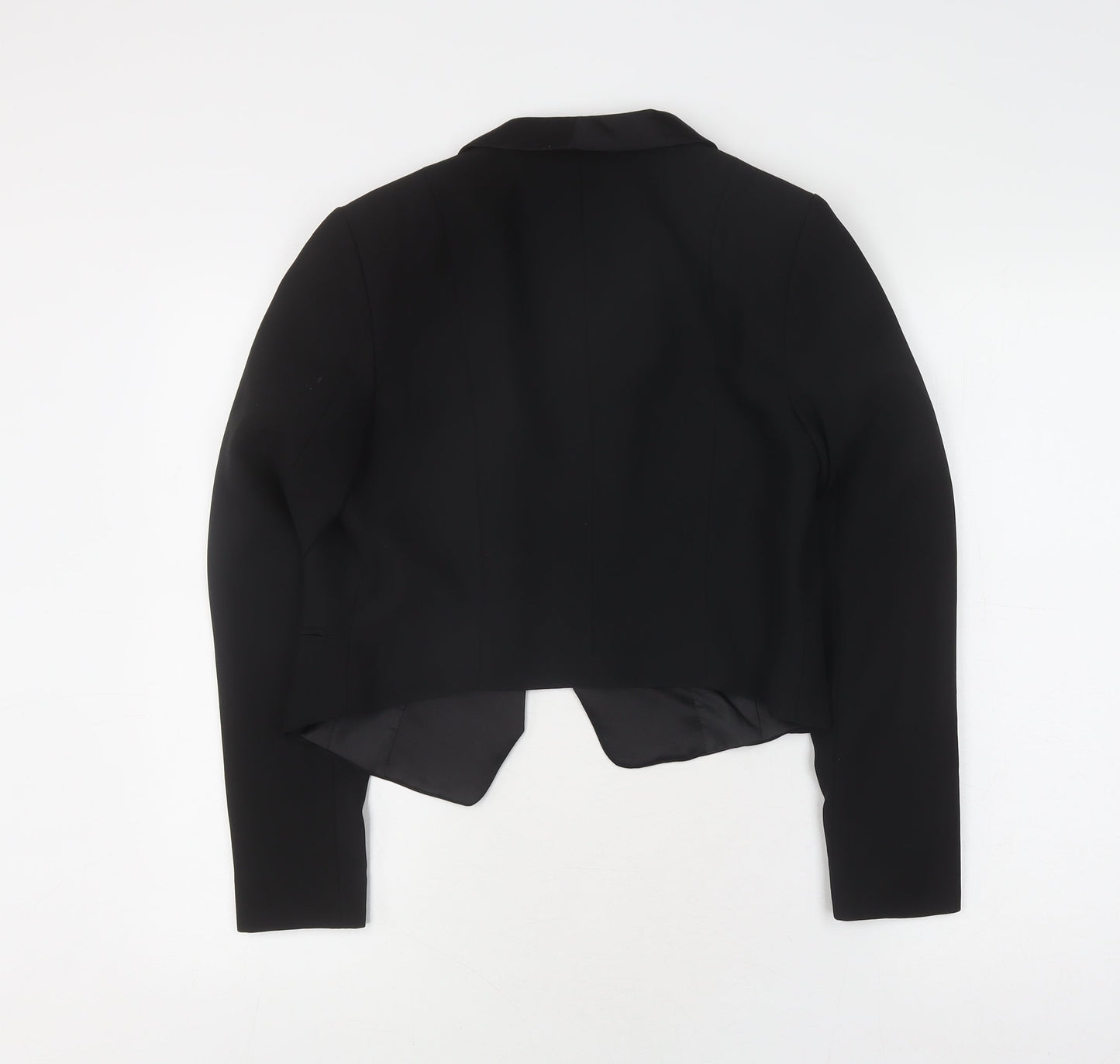 H&M Women's Black Cropped Blazer, Size 10, Shawl Lapel