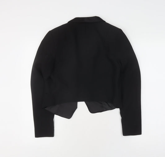 H&M Women's Black Cropped Blazer, Size 10, Shawl Lapel