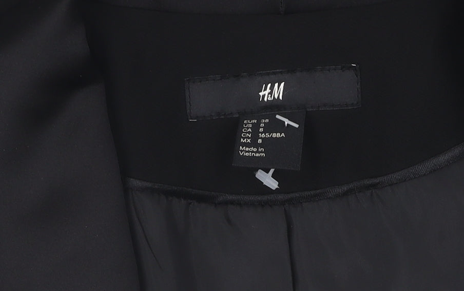 H&M Women's Black Cropped Blazer, Size 10, Shawl Lapel