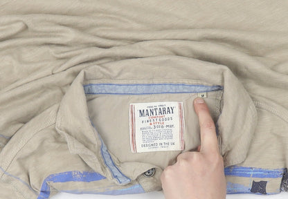 Mantaray Men's Beige Graphic Print Polo, M