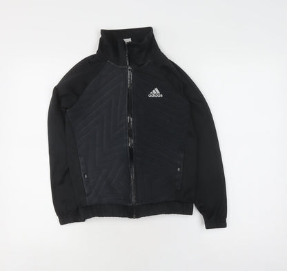 Additional front view of adidas boys’ black track jacket, size 13, athletic fit
