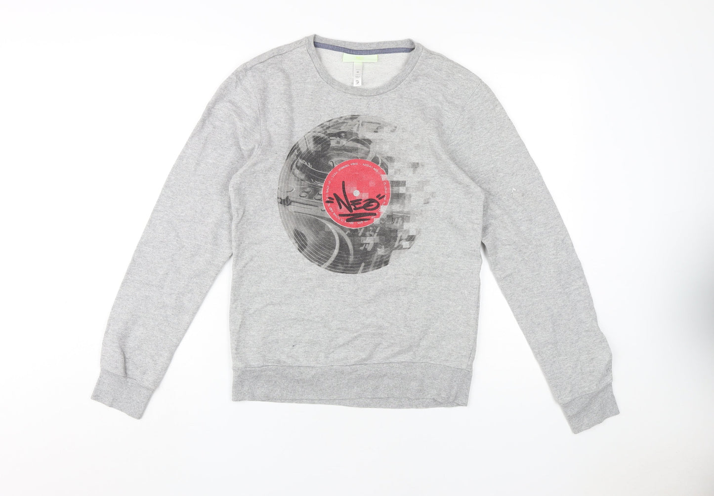 Adidas Women Grey Sweatshirt, XS, Graphic Print, Cotton Blend