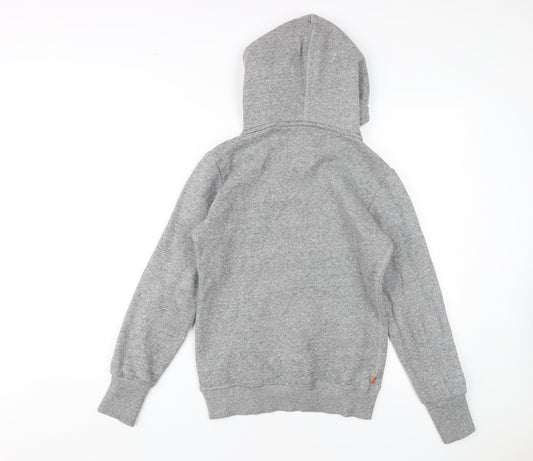 SuperDry Women's Grey XS Pullover Hoodie with Logo Accent