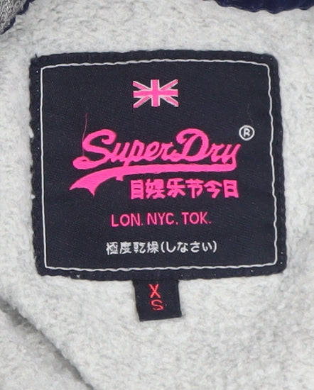 SuperDry Women's Grey XS Pullover Hoodie with Logo Accent