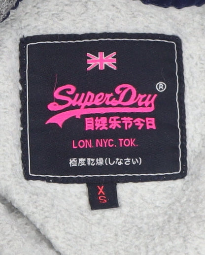 SuperDry Women's Grey XS Pullover Hoodie with Logo Accent