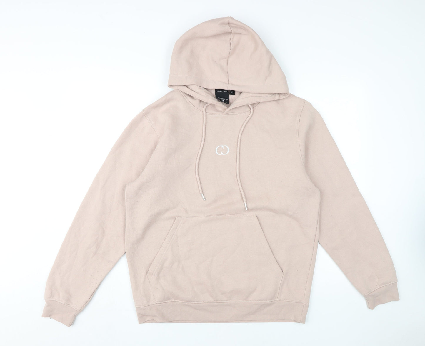 Mens UK Size M Criminal Damage Beige Pullover Hoodie