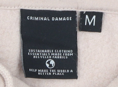 Mens UK Size M Criminal Damage Beige Pullover Hoodie