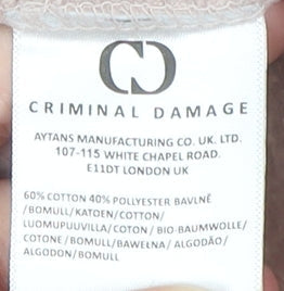 Mens UK Size M Criminal Damage Beige Pullover Hoodie
