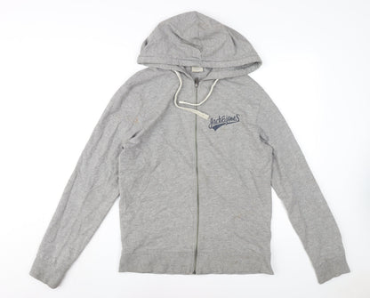 Mens UK Size S JACK & JONES Grey Full Zip Hoodie