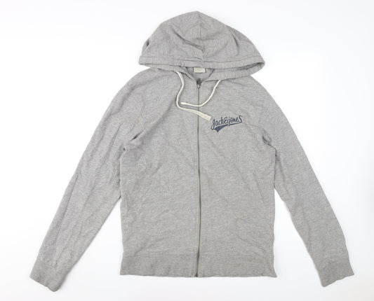 Mens UK Size S JACK & JONES Grey Full Zip Hoodie