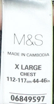 Marks and Spencer Men's Blue Striped Long Sleeve Polo XL