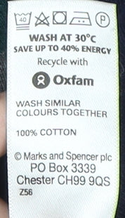 Marks and Spencer Men's Blue Striped Long Sleeve Polo XL