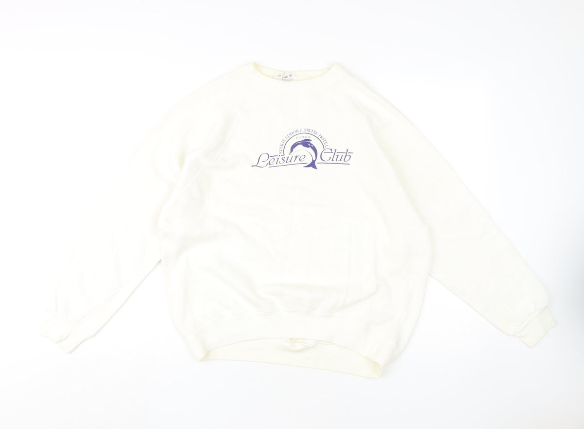 Additional front view of David Allan unisex ivory pullover sweatshirt m