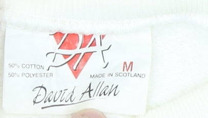 Close-up detail of David Allan unisex ivory pullover sweatshirt m