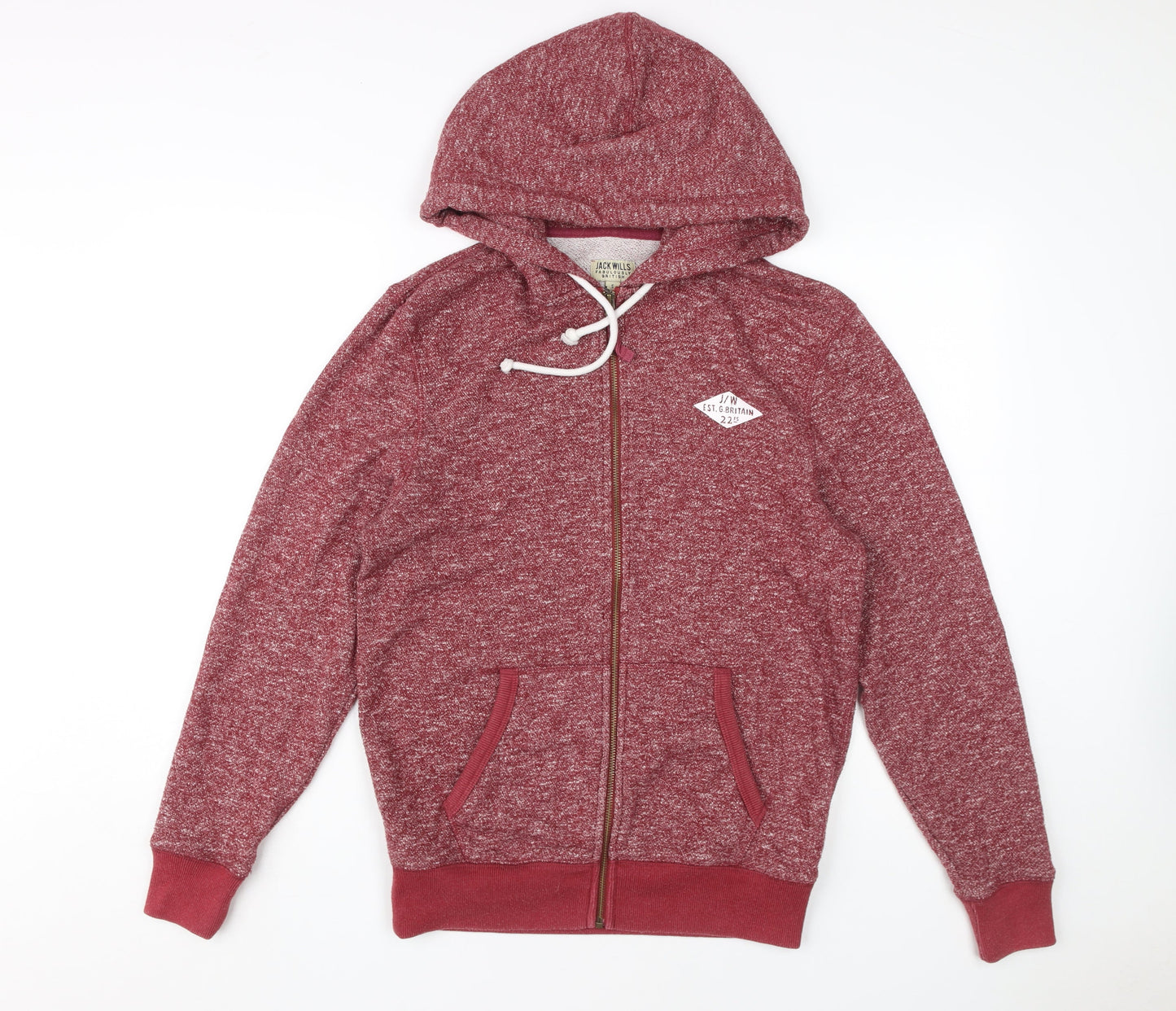 Mens UK Size S Jack Wills Red Full Zip Hoodie