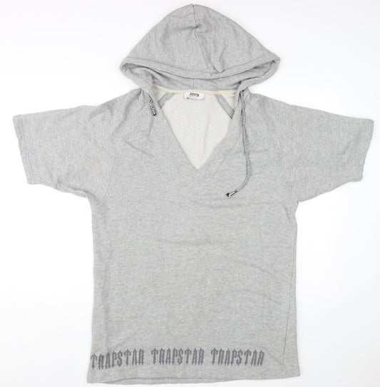 Trapstar Grey Hooded Pullover for Men, Size M