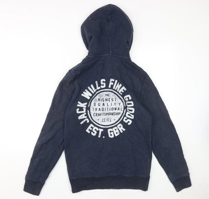 Mens UK Size XS Jack Wills Blue Full Zip Hoodie