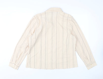 Debenhams Women's Beige Striped Button-Up Shirt Size 18